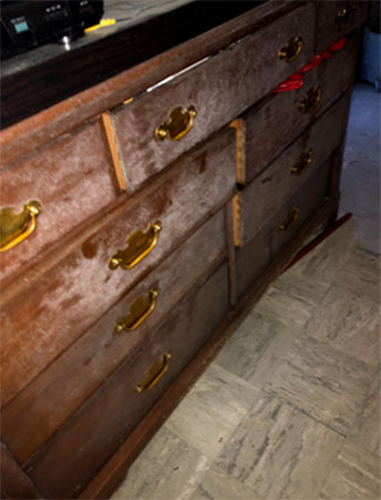 White mold on dresser